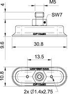 Przyssawka owalna płaska OF10x30P, PU50°, M5 zew., (OF10x30P.4D.13UA) (0110084) - Piab