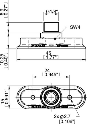 Przyssawka owalna płaska OF15x45P, PU50°, G1/8" zew., (OF15x45P.5D.G31M) (0115285) - Piab