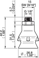 Przyssawka głęboka PD27, Silikon SIL 40°, G1/8" zew., bez filtra (S.PD27DS40.G18MDC.00) (0207026) - Piab
