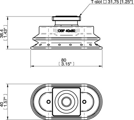 Przyssawka owalna mieszkowa OBF40X80 mm, PU60° i 60°, rowek T, filtr siatkowy (S.OBF40X80P6060.TXX.01) (0213930) - Piab