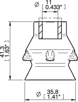 Przyssawka głęboka PD36, Silikon SIL 40°, bez filtra (S.PD36DS40.XXX.00) (0206372) - Piab