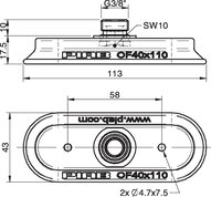 Przyssawka owalna płaska OF40x110P, PU60°, G3/8" zew., filtr siatkowy, (OF40x110P.5E.G40M) (0108263) - Piab