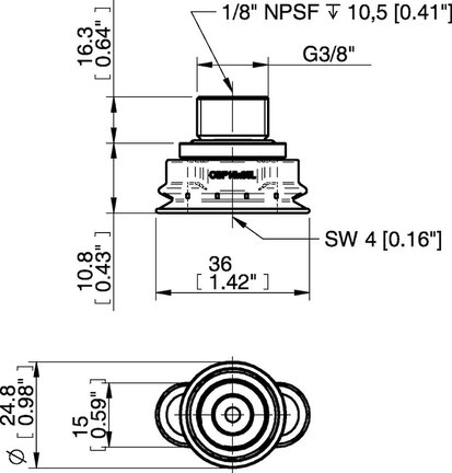 Przyssawka owalna mieszkowa OBF15x35P, złącze G3/8" zew., (OBF15x35P.L.5X.G82W) (0207597) - Piab