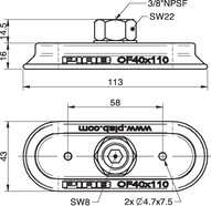 Przyssawka owalna płaska OF40x110P, PU40°, 3/8" NPSF wew., (OF40x110P.5C.N40W) (0109851) - Piab