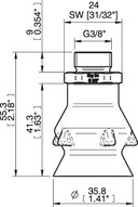 Przyssawka głęboka PD36, Silikon SIL 40°, G3/8" zew., bez filtra (S.PD36DS40.G38MSS.00) (0207030) - Piab