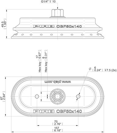 Przyssawka owalna mieszkowa OBF50x140P, G1/4" wew., (OBF50x140P.5X.G86W) (0213917) - Piab