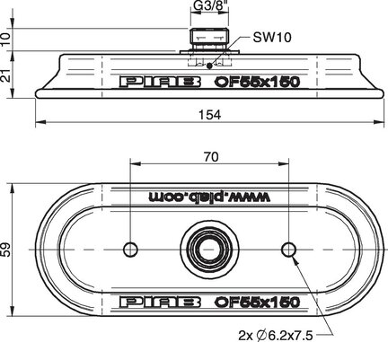 Przyssawka owalna płaska OF55x150, G3/8" zew., (OF55x150P.5C.G40M) (0109852) - Piab
