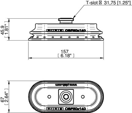 Przyssawka owalna mieszkowa OBF50X140, PU60°/62°, rowek T, filtr siatkowy (S.OBF50X140P6062.TXX.01) (0213931) - Piab