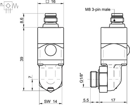 Przełącznik próżniowy VS4118 50 -kPa, M8 PNP/NPN NO/NC (0110731) - Piab