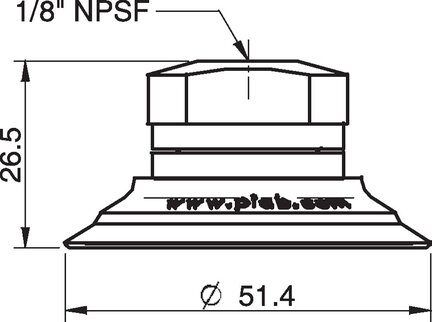 Przyssawka płaska U50-2, Nirtyl-PCV 50°, NPSF 1/8" wew., bez filtra (S.U50-2NP50.NS18F.00) (0101817) - Piab
