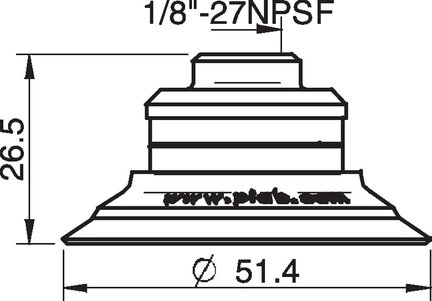 Przyssawka płaska U50-2, Silikon SIL 50°, NPSF 1/8" wew. kompozyt, bez filtra (S.U50-2S50.NS18FC.00) (0110330) - Piab