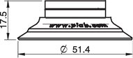 Przyssawka płaska U50-2, Silikon SIL 50°, FDA, bez filtra (S.U50-2SF50.XXX.00) (0200443) - Piab