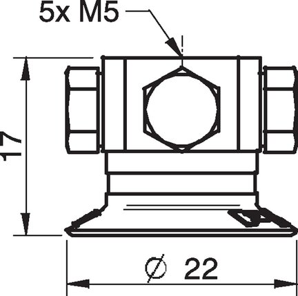 Przyssawka płaska U20, Nitryl HNBR 50°, 5xM5 wew., bez filtra (S.U20HN50.M5M5F.00) (9906890) - Piab