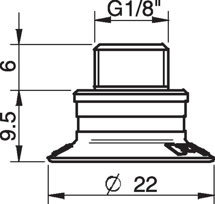 Przyssawka płaska U20, Chloropren 50°, G1/8"/M5 wew., zawór ster., podw.. przepł. (S.U20CR50.G18MMM5F.52) (0101382) - Piab