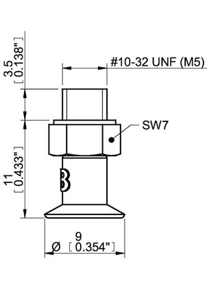 Przyssawka płaska U8, Silikon SIL 50°, M5 zew., bez filtra (S.U8S50.MM5M.00) (3150004S) - Piab