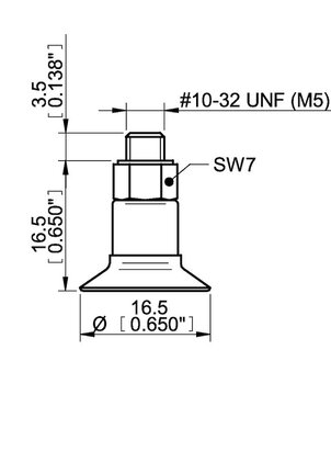 Przyssawka płaska U15, Silikon SIL 50°, FDA, M5 zew., bez filtra (S.U15SF50.MM5M.00) (9909636) - Piab