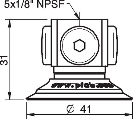 Przyssawka płaska U40-2, Silikon SIL 50°, NPSF 5x1/8" wew., bez filtra (S.U40-2S50.NS518F.00) (0101609) - Piab