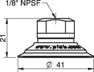 Przyssawka płaska U40-2, Silikon SIL 50°, NPSF 1/8" wew., filtr siatkowy (S.U40-2S50.NS18F.01) (0101610) - Piab