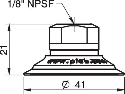 Przyssawka płaska U40-2, Silikon SIL 50°, NPSF 1/8" wew., bez filtra (S.U40-2S50.NS18F.00) (0101604) - Piab