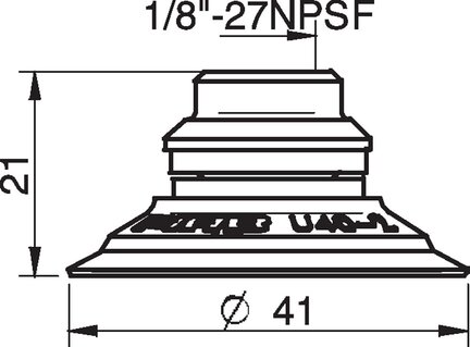 Przyssawka płaska U40-2, Silikon SIL 50°, NPSF 1/8" wew. kompozyt, bez filtra (S.U40-2S50.NS18FC.00) (0110338) - Piab