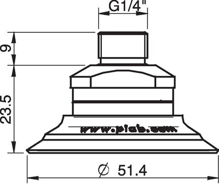 Przyssawka płaska U50-2, Nirtyl-PCV 50°, NPT 1/4" zew., filtr siatkowy (S.U50-2NP50.NT14M.01) (0101819) - Piab