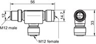 Trójnik T, przyłącze M12 zew., 2 przyłącza M12 wew.  (0119558) - Piab