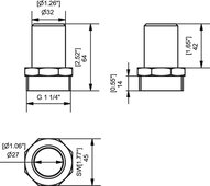 Króciec do przewodu G1 1/4" - 32 mm (0208949) - Piab