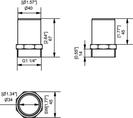 Króciec do przewodu G1 1/4" - 40 mm (0208950) - Piab