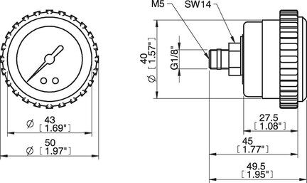 Manometr 1 MPa/140 psi (3101603) - Piab