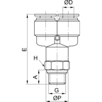 Trójnik wtykowy Y z gwintem zewnętrznym G 1/4 ⌀ 10 - PNEUER
