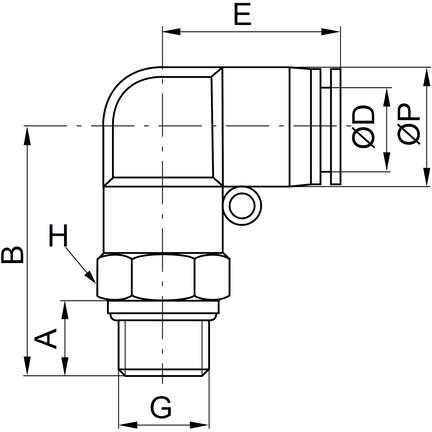 Złączka wtykowa kątowa G 1/8 ⌀ 8 - PNEUER