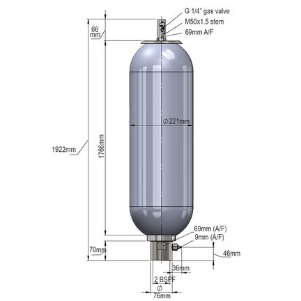 Akumulator hydrauliczny, wysokociśnieniowy, pęcherzowy (5400A-00-341) - Parker
