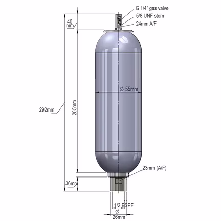 Akumulator hydrauliczny, wysokociśnieniowy, pęcherzowy (0B00A-00-341) - Parker