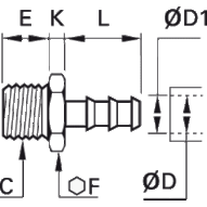Złączka choinkowa mosiężnaniklowana do przewodu 13 mm G1/4 15,2 mm (0191 13 13) - Legris