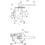 Zawór kulowy G1 (0438 23 34) - Legris