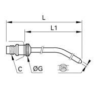 Dysza do pistoledu wersja długa kątowa M12x1,25 (0690 05 00) - Legris
