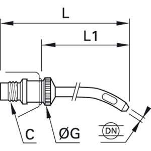 Dysza do pistoletu krótka konstrukcja mozliwość obrotu M12x1,25 (0690 06 00) - Legris