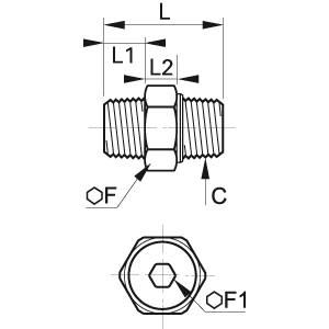 Adapter 3-częściowy gwintowany mosiężny R1/4 (0929 01 13) - Legris