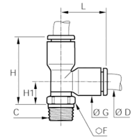 Złącze trójnik niesymetryczny 4 mm R1/4 (3103 04 13) - Legris