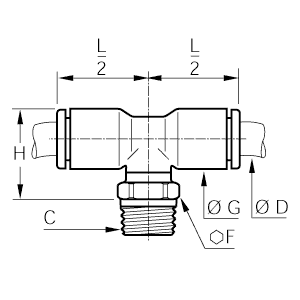 Złącze trójnik T z gwintem 14 mm R1/2 (3108 14 21) - Legris