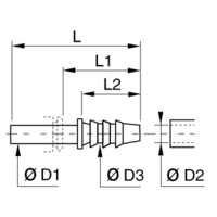 Złącze przejściówka ze złącz wtykanych na przewód nasadzany 4 mm 5 mm (3122 04 05) - Legris