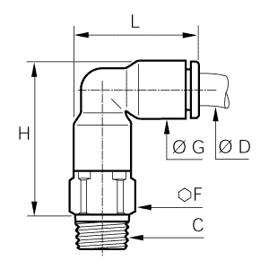 Złącze kątowe 90° z gwintem - przedłużone 8 mm R1/4 (3129 08 13) - Legris