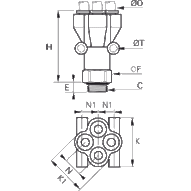 Złącze trójnik Y z gwintem 4 mm G1/4 (3132 04 13) - Legris
