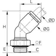 Złącze kątowe 45° z gwintem 10 mm G1/2 (3133 10 21) - Legris