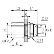 Złącze grodziowe z gwintem wewnętrznym 8 mm G1/4 (3136 08 13) - Legris