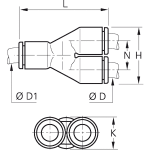 Złącze trójnik Y 12 mm 12 mm (3140 12 00) - Legris