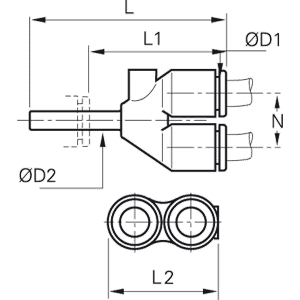 Złącze trójnik Y 4 mm 4 mm (3142 04 00) - Legris