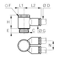 Złącze typ banjo podwójne 4 mm M5x0,8 (3149 04 19) - Legris