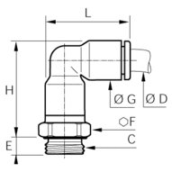 Złącze kątowe 90° z gwintem przedłużone 10 mm G3/8 (3169 10 17) - Legris