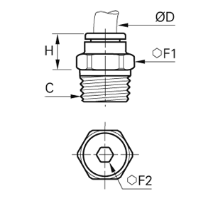 Złącze wtykowe proste z gwintem 6 mm R3/8 (3175 06 17) - Legris
